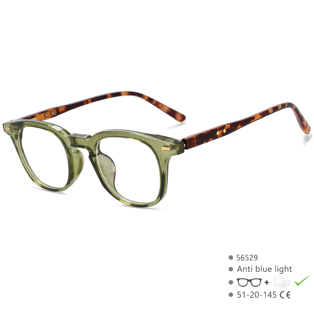 CCspace Unisex Full Rim Square PC Plastic Eyeglasses 56529 Full Rim CCspace C3GreenLeopard
