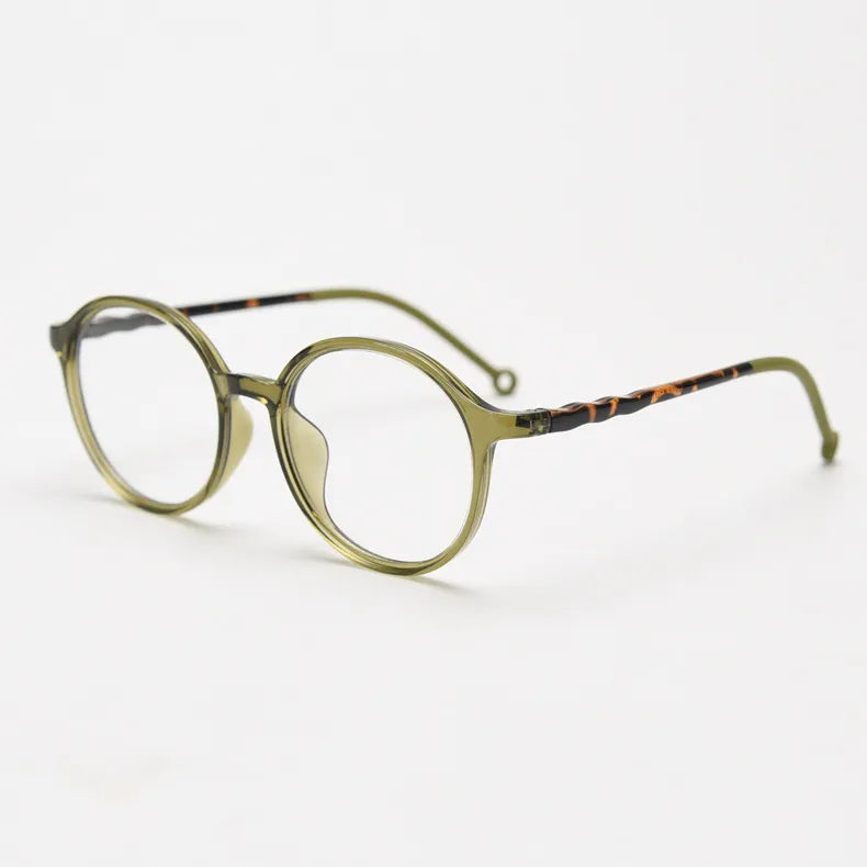 CCspace Unisex Full Rim Round Tr 90 Titanium Eyeglasses 56834 Full Rim CCspace C6Green