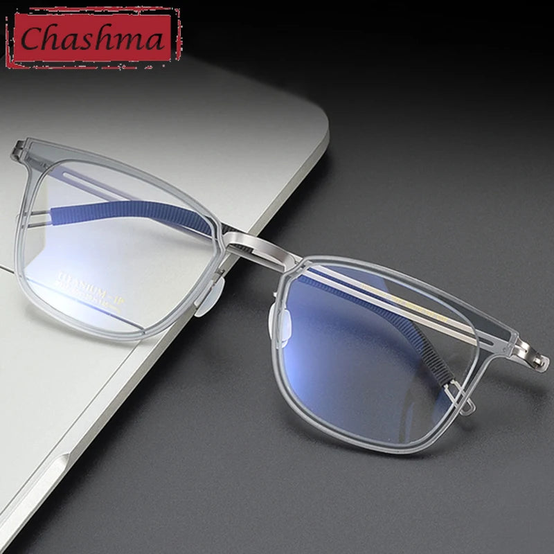 Chashma Unisex Full Rim Square Acetate Titanium Eyeglasses 9917 Full Rim Chashma   