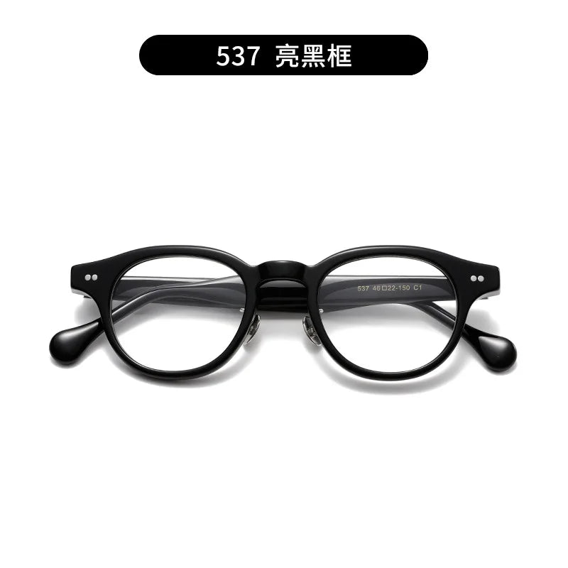 Nobler Unisex Full Rim Round Thick Acetate Temple Eyeglasses 74537 Full Rim Nobler C1