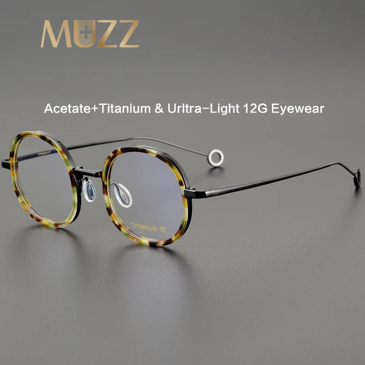 Muzz Unisex Full Rim Oval Square Titanium Acetate Eyeglasses 549008