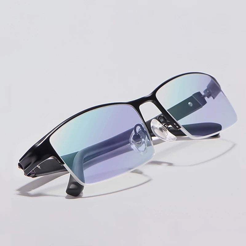 Hotony Unisex Semi Rim Square Brow Line Alloy Eyeglasses 71801 Semi Rim Hotony