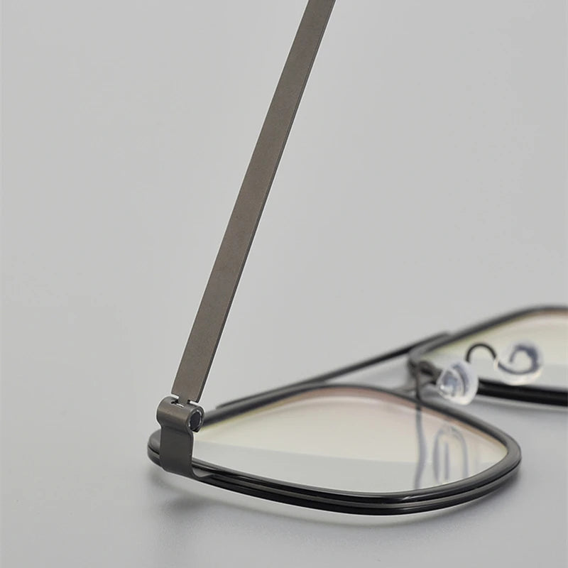 Black Mask Unisex Full Rim Square Double Bridge Titanium Eyeglasses 9744 Full Rim Black Mask