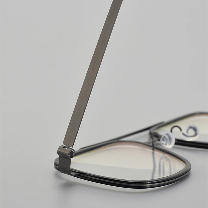 Black Mask Unisex Full Rim Square Double Bridge Titanium Eyeglasses 9744 Full Rim Black Mask