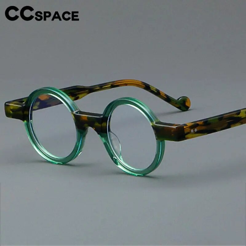 CCspace Unisex Full Rim Round Acetate Eyeglasses 57029 Full Rim CCspace
