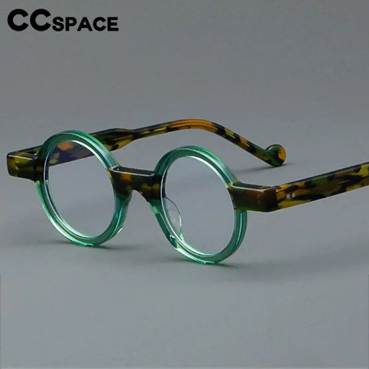 CCspace Unisex Full Rim Round Acetate Eyeglasses 57029 Full Rim CCspace
