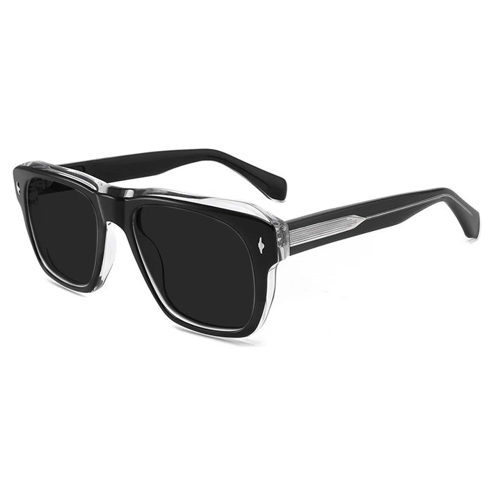 Gatenac Unisex Full Rim Square Polarized Acetate Sunglasses Mo16 Sunglasses Gatenac Black T Gray