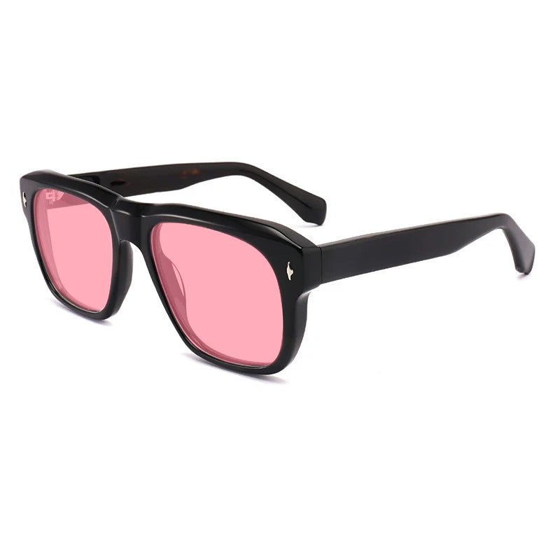 Gatenac Unisex Full Rim Square Polarized Acetate Sunglasses Mo16 Sunglasses Gatenac Black Turtle Pink