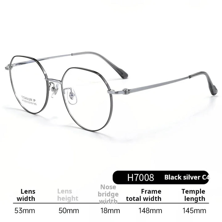 Momoja Unisex Full Rim Flat Top Round Titanium Eyeglasses 77008