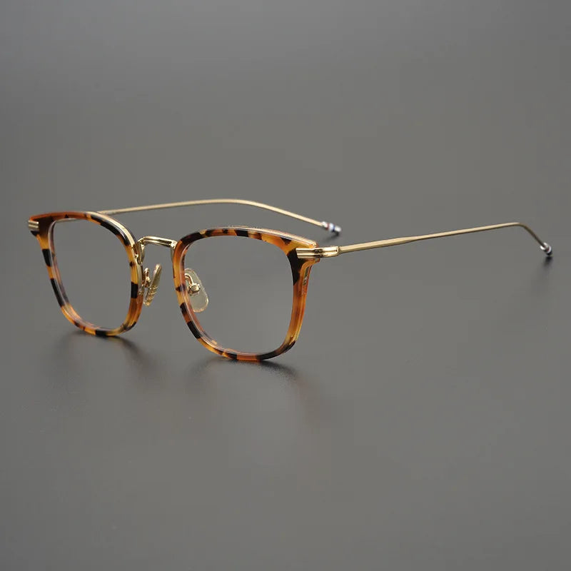 Black Mask Unisex Full Rim Square Alloy Acetate Eyeglasses 905 Full Rim Black Mask Light Tortoise