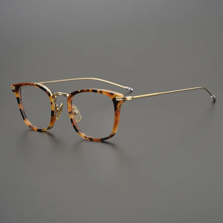 Black Mask Unisex Full Rim Square Alloy Acetate Eyeglasses 905 Full Rim Black Mask Light Tortoise