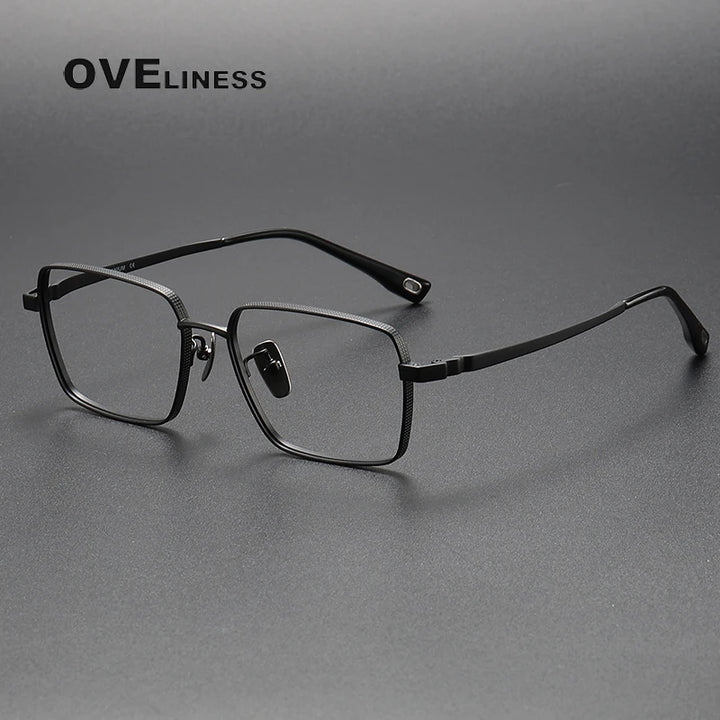 Oveliness Men's Full Rim Square Titanium Eyeglasses 80927 Full Rim Oveliness black  