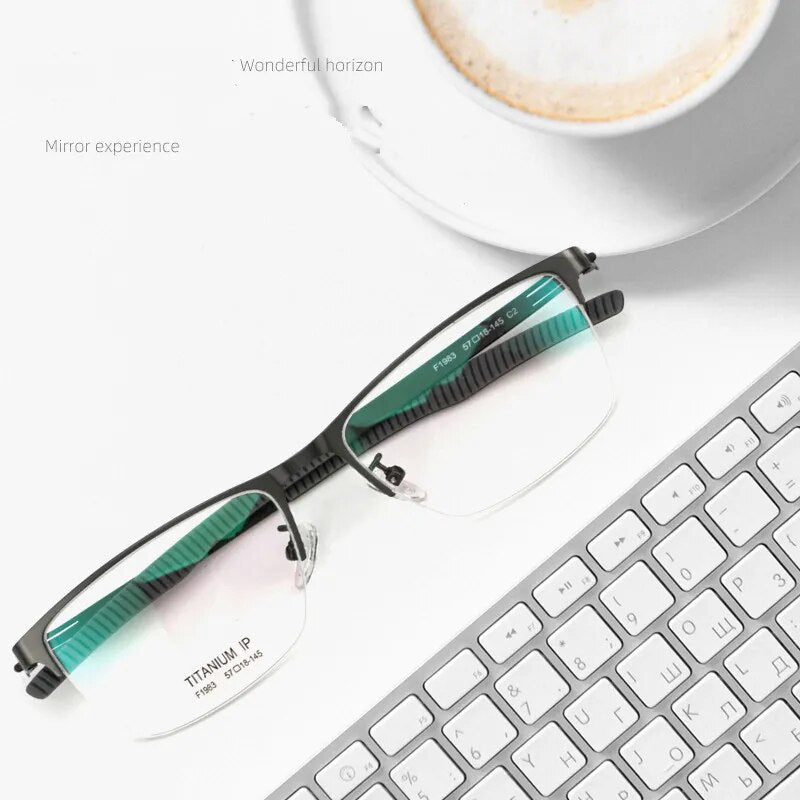Bclear Unisex Semi Rim Square Titanium Eyeglasses Bsf1983 Semi Rim Bclear