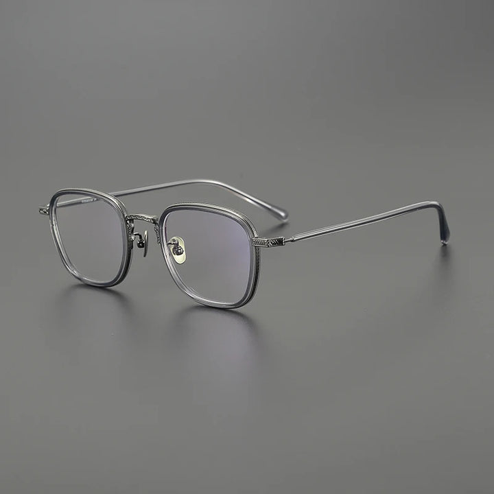 Black Mask Unisex Full Rim Square Titanium Acetate Eyeglasses 49043 Full Rim Black Mask Gray