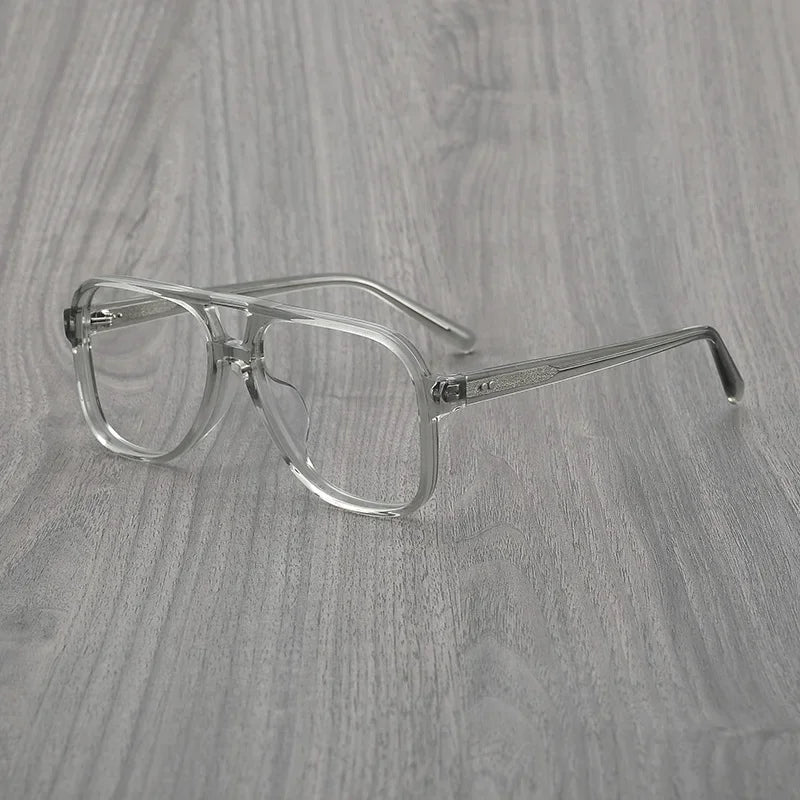 Hewei Unisex Full Rim Square Double Bridge Acetate Eyeglasses 88177 Full Rim Hewei C2 CHINA