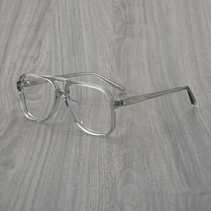 Hewei Unisex Full Rim Square Double Bridge Acetate Eyeglasses 88177 Full Rim Hewei C2 CHINA