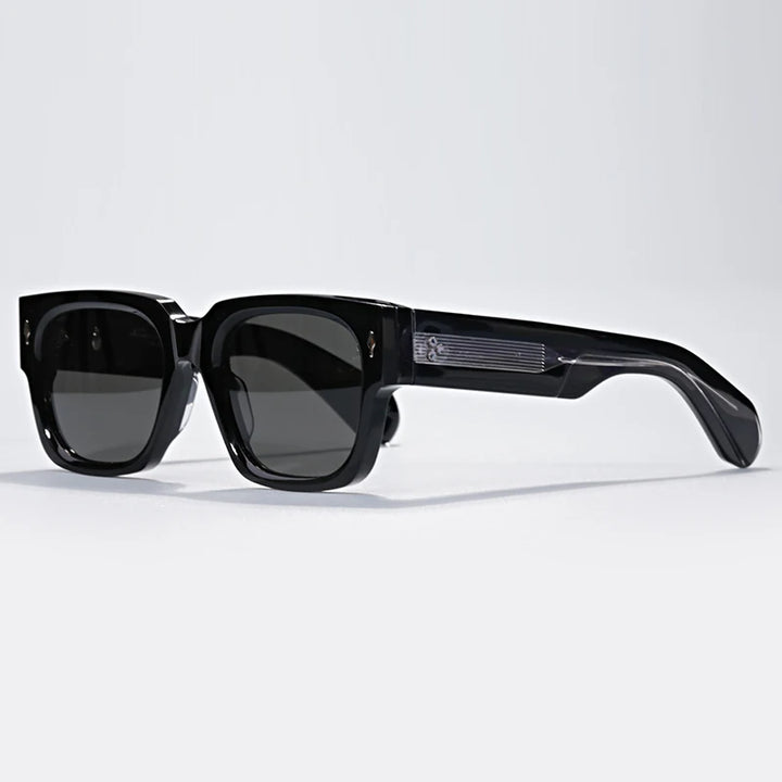 Hewei Unisex Full Rim Square Acetate Sunglasses 0029 Sunglasses Hewei black-black as picture 
