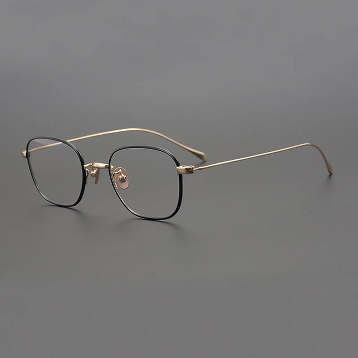 Black Mask Unisex Full Rim Polygon Square Titanium Eyeglasses 63199