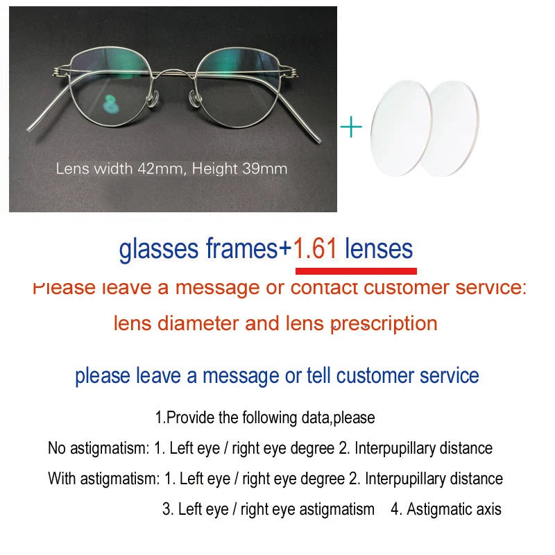 Yujo Unisex Full Rim Round Screwless Stainless Steel Eyeglasses 15039 Full Rim Yujo C2 CHINA