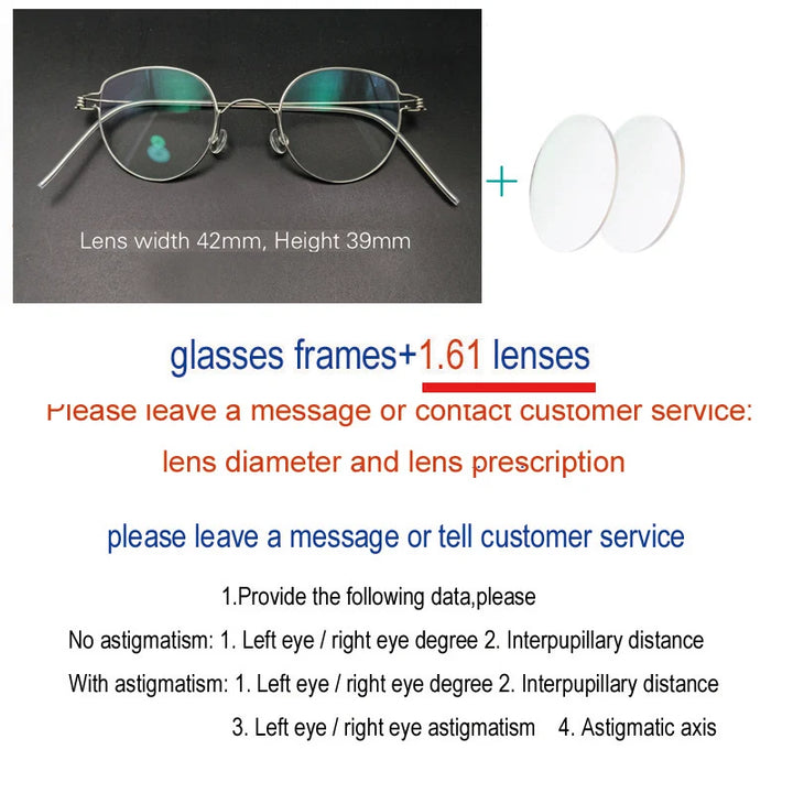 Yujo Unisex Full Rim Round Screwless Stainless Steel Eyeglasses 15039 Full Rim Yujo C2 CHINA