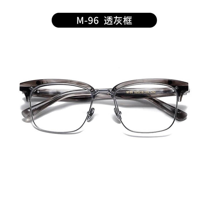 Nobler Unisex Semi Rim Large Square Titanium Acetate Eyeglasses M96 Semi Rim Nobler C42