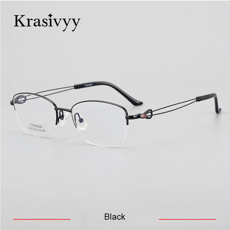 Krasivyy Unisex Semi Rim Oval Square Titanium Eyeglasses 43013