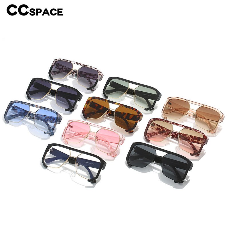 CCspace Unisex Semi Rim Square Tr 90 UV400 Sunglasses 56217 Sunglasses CCspace Sunglasses