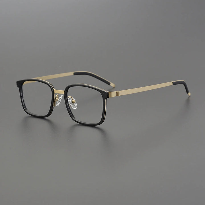 Gatenac Unisex Full Rim Square Acetate Stainless Steel Eyeglasses Gxyj1224 Full Rim Gatenac Black Gold