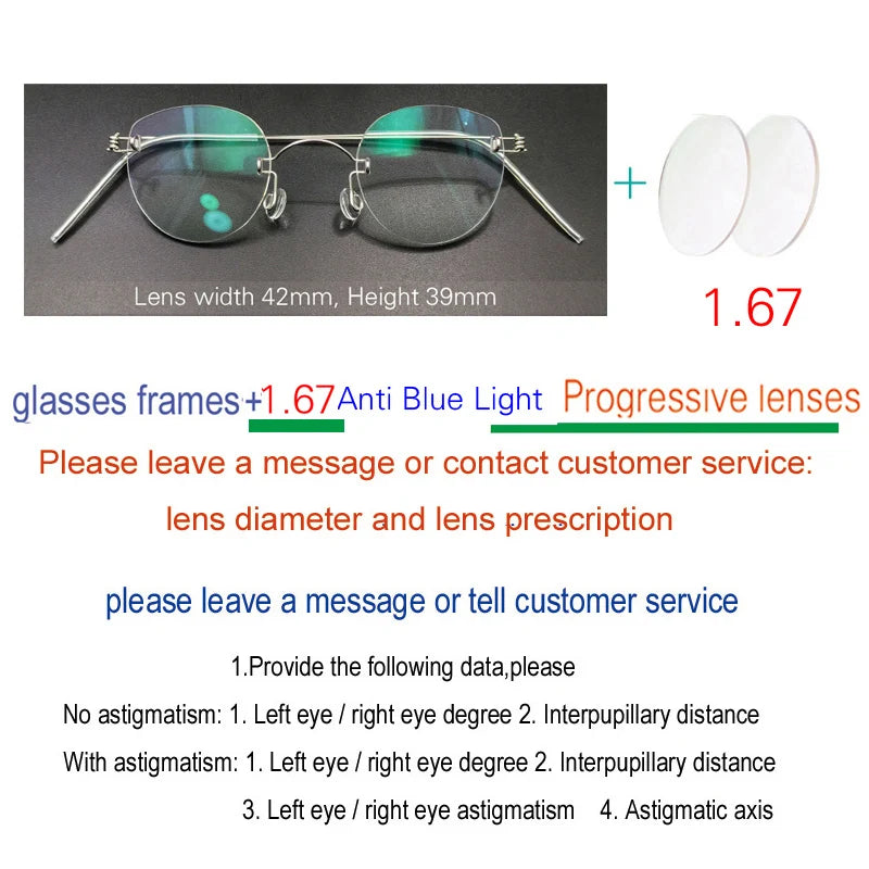 Yujo Unisex Handcrafted Rimless Oval Screwless Steel Eyeglasses 313533