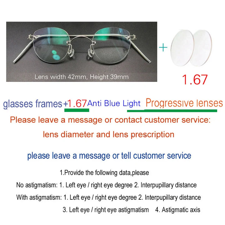 Yujo Unisex Handcrafted Rimless Oval Screwless Steel Eyeglasses 313533