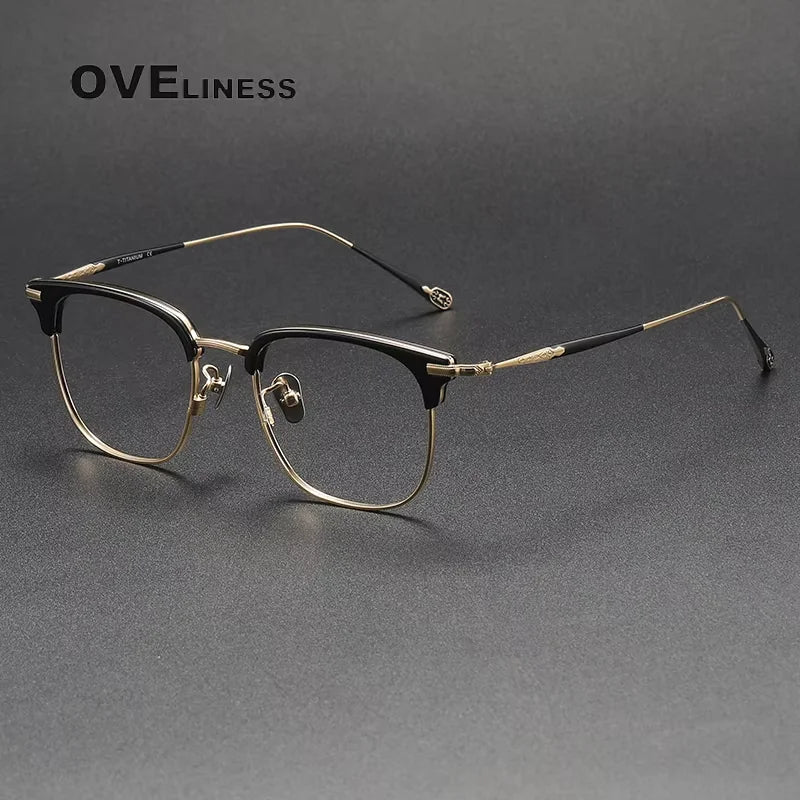 Oveliness Unisex Full Rim Square Acetate Titanium Eyeglasses 80901