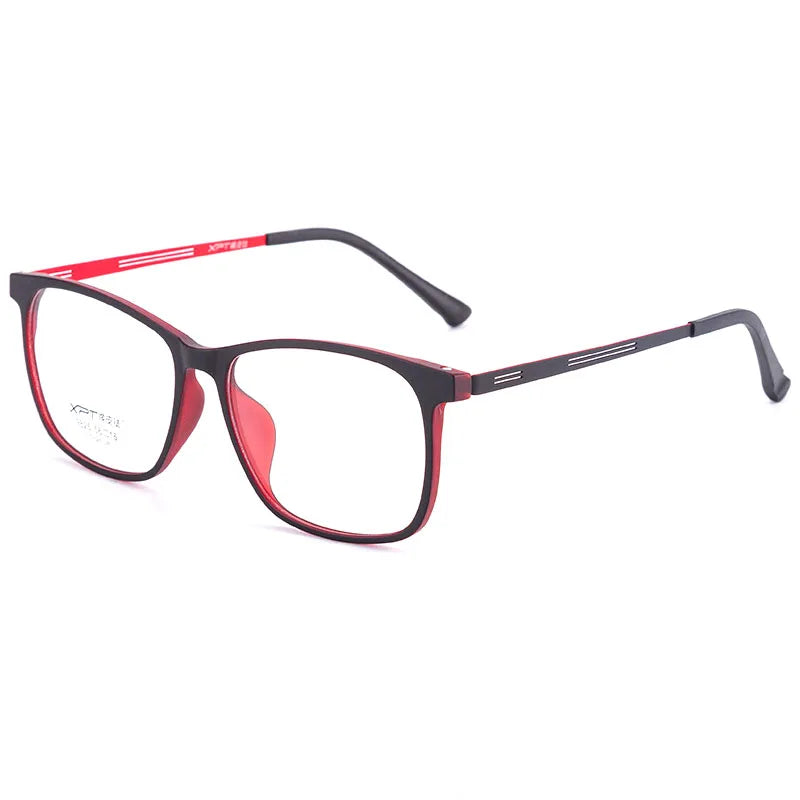 Kocolior Unisex Full Rim Square Tr 90 Titanium Hyperopic Reading Glasses 9825 Reading Glasses Kocolior Black Red 0