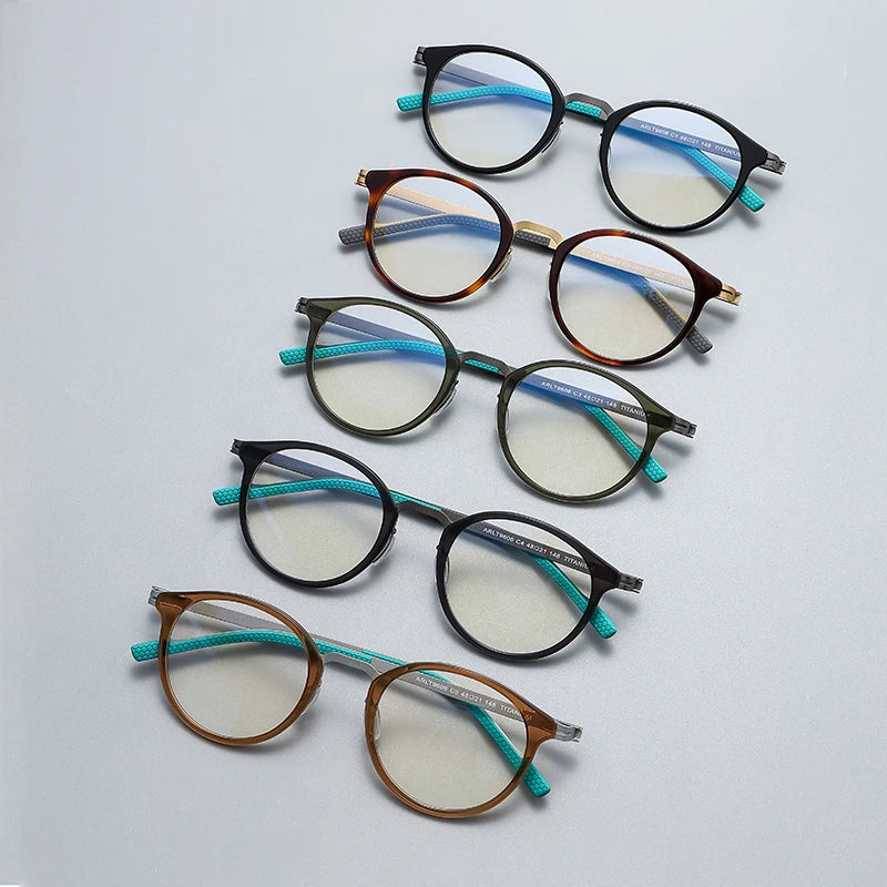 Gatenac Unisex Full Rim Round Titanium Eyeglasses Gxyj1155 Full Rim Gatenac