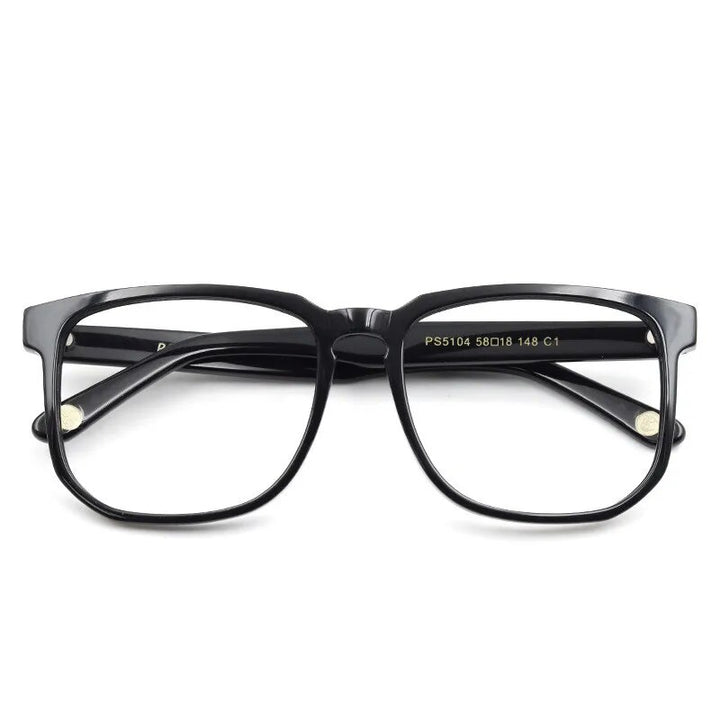 Cubojue Unisex Oversized Square Acetate Eyeglasses PS5104 Frame Cubojue shiny black no function lens 0 