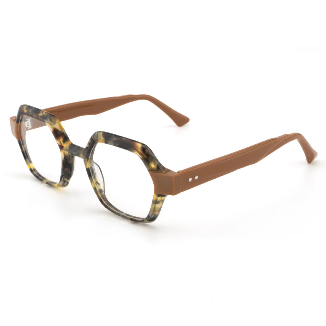 Hewei Unisex Full Rim Polygon Acetate Eyeglasses 923076