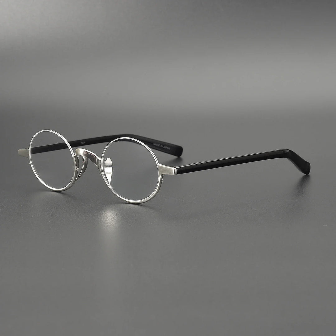 Aror Women's Semi Rim Round Titanium Acetate Eyeglasses 49480 Semi Rim Aror Silver CN