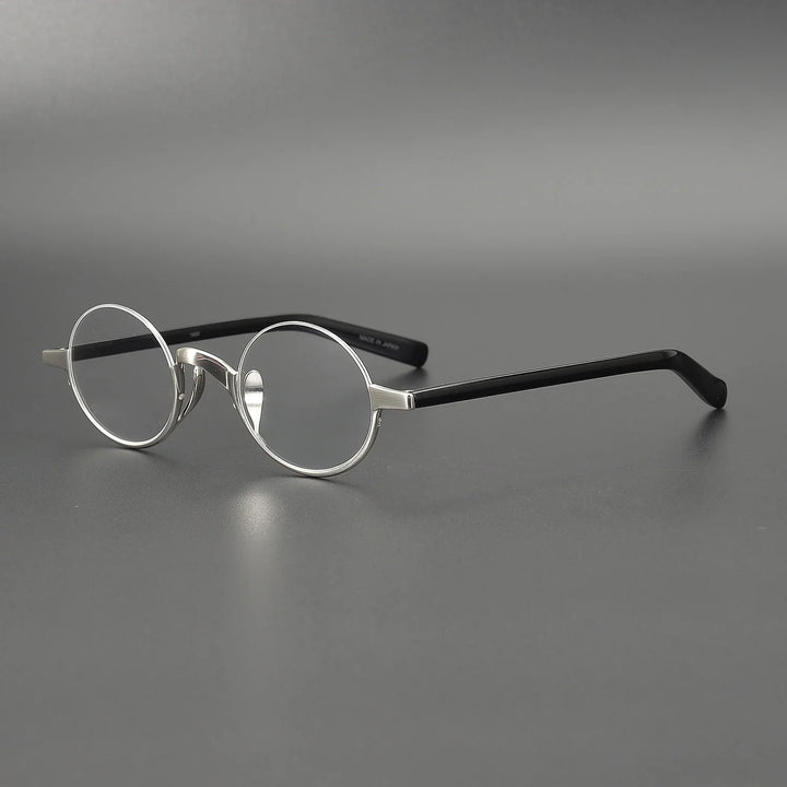 Aror Women's Semi Rim Round Titanium Acetate Eyeglasses 49480 Semi Rim Aror Silver CN