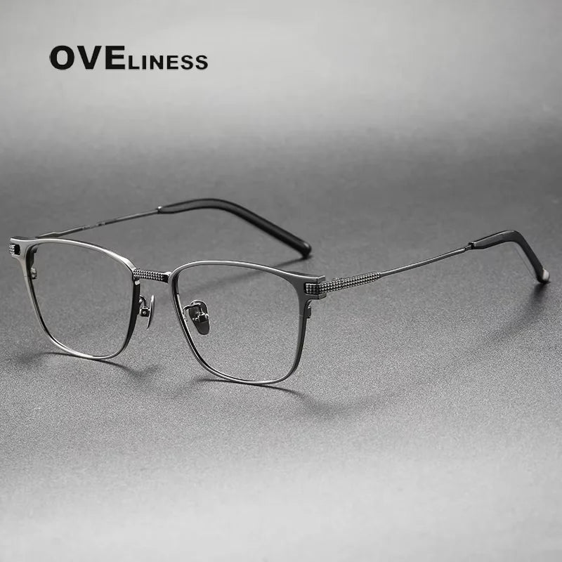 Oveliness Unisex Full Rim Square Acetate Titanium Eyeglasses 39027