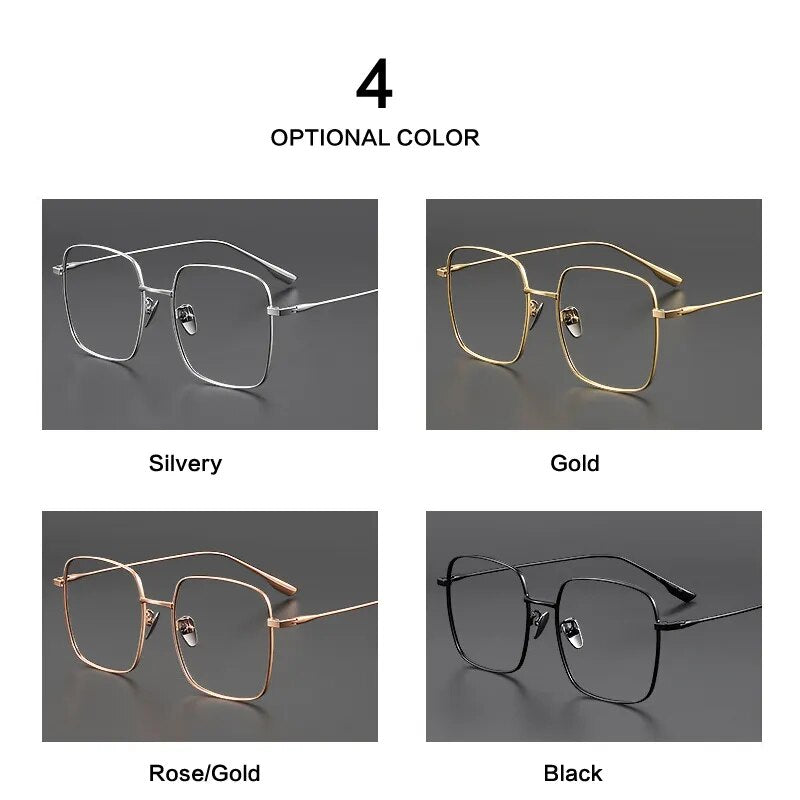 Muzz Unisex Full Rim Oversized Square Titanium Eyeglasses 121219 Full Rim Muzz