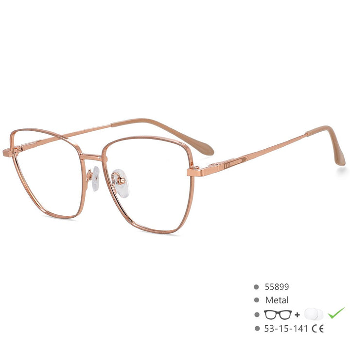 CCspace Unisex Full Rim Square Cat Eye Alloy Eyeglasses 55899 Full Rim CCspace RoseGold China
