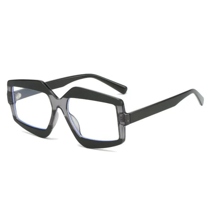 CCspace Unisex Full Rim Square Plastic Eyeglasses Sunglasses 56825 Full Rim CCspace C7BlackClear