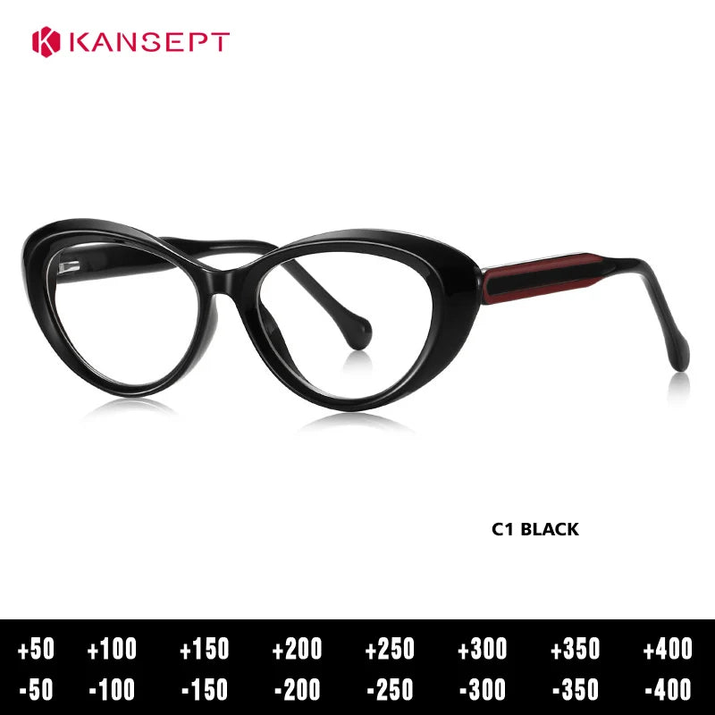 Kansept Unisex Full Rim Oval Cat Eye Tr 90 Alloy Reading Glasses 64100