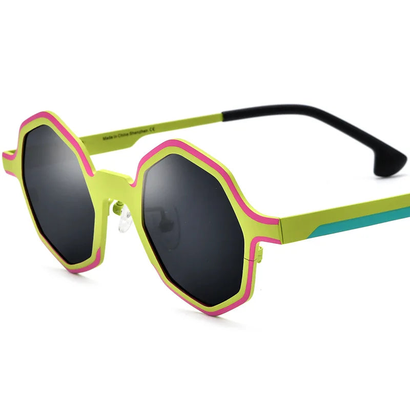 Nobler Woman's Full Rim Irregular Round Titanium Polarized Sunglasses 8581 Sunglasses Nobler C6