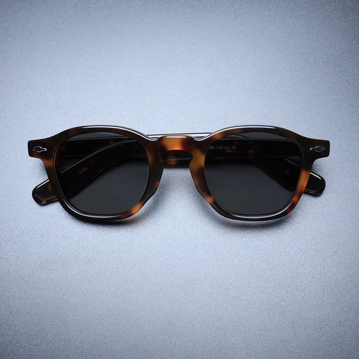 Gatenac Unisex Full Rim Square Acetate Polarized Sunglasses M001 Sunglasses Gatenac Tortoiseshell Gray  