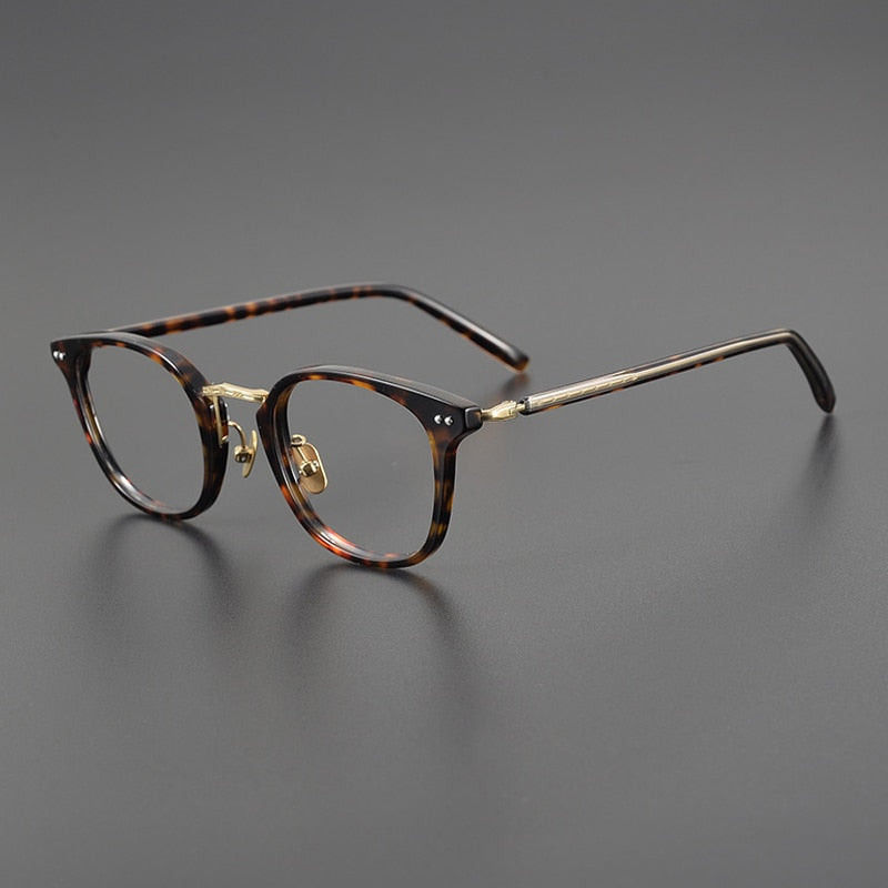 Gatenac Unisex Full Rim Square Acetate Eyeglasses Gxyj1088 Full Rim Gatenac Tortoiseshell Gold
