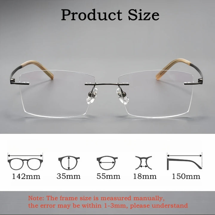 Yimaruili Men's Rimless Polygon Square Titanium Eyeglasses 15803