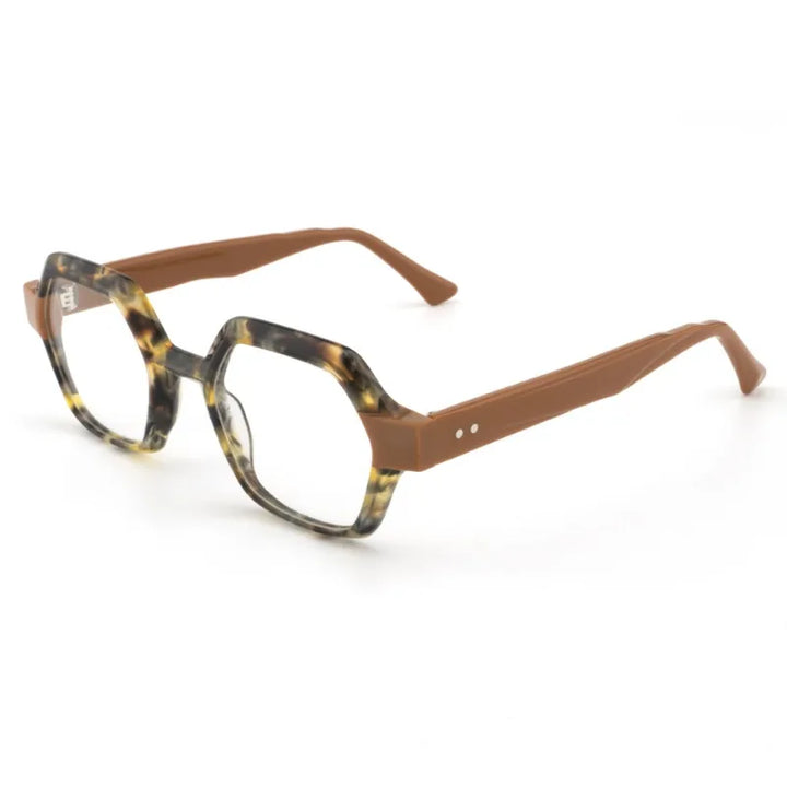 Hewei Unisex Full Rim Polygon Acetate Eyeglasses 923076