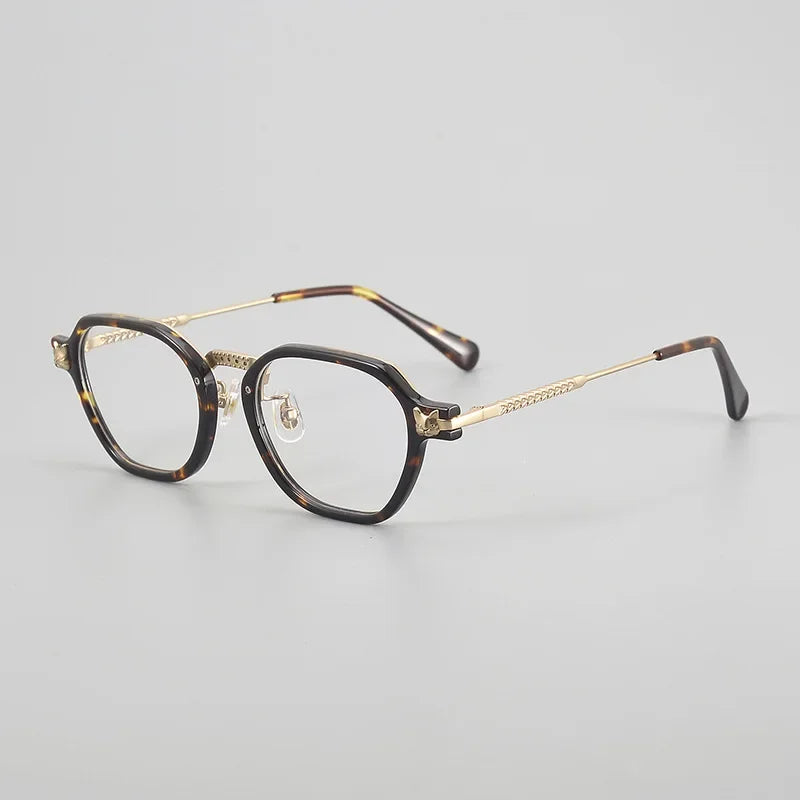 Hewei Unisex Full Rim Polygon Titanium Acetate Eyeglasses 842009 Full Rim Hewei C1 CHINA