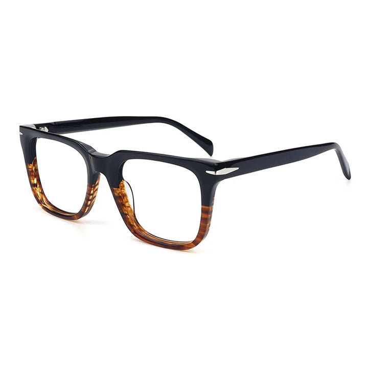 Gatenac Unisex Full Rim Square Thick Acetate Eyeglasses Gxyj1542 Full Rim Gatenac Stripe