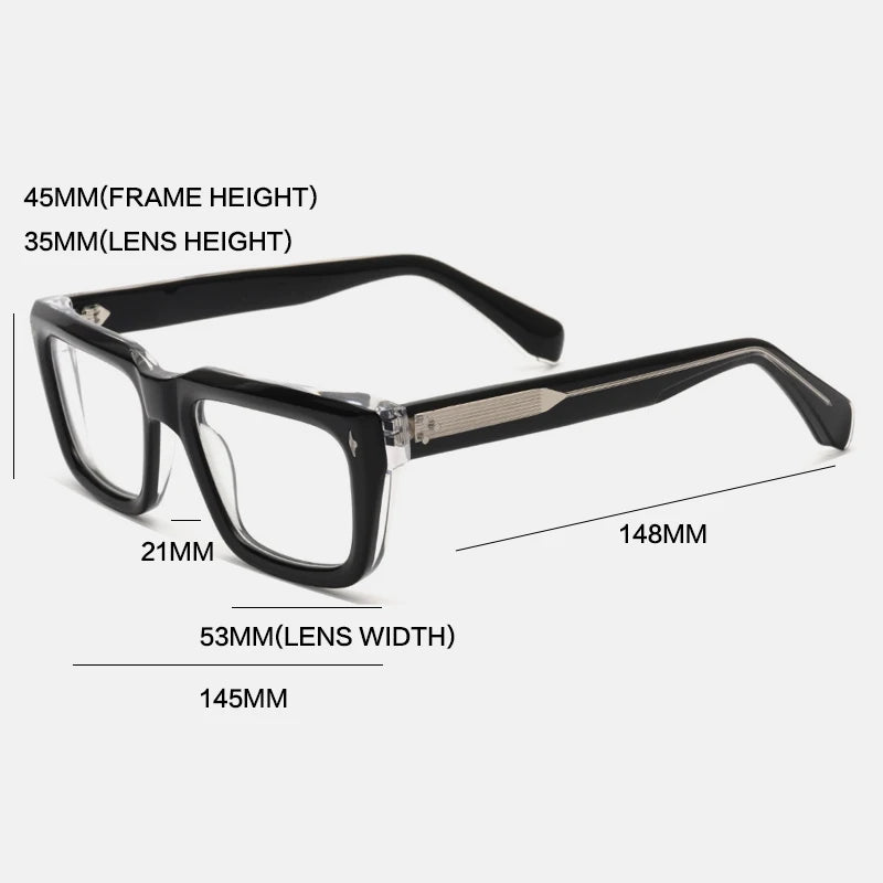 Gatenac Unisex Full Rim Square Acetate Eyeglasses Gxyj1200 Full Rim Gatenac   